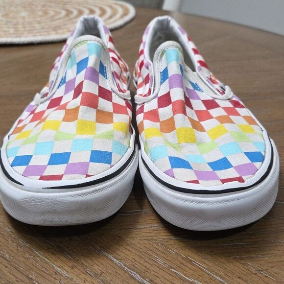 Vans Checkerboard Raunbow Slip On Sneakers, Unisex 7W/5.5M - Picture 2 of 10